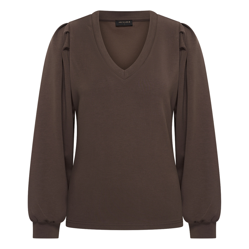 Aimee the Label dames sweater Midden bruin