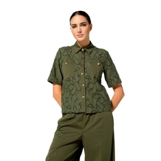 Caroline Biss dames blouse km Khakigroen