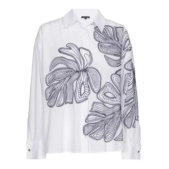 Caroline Biss dames blouse lm bloem borduur WIT DESSIN