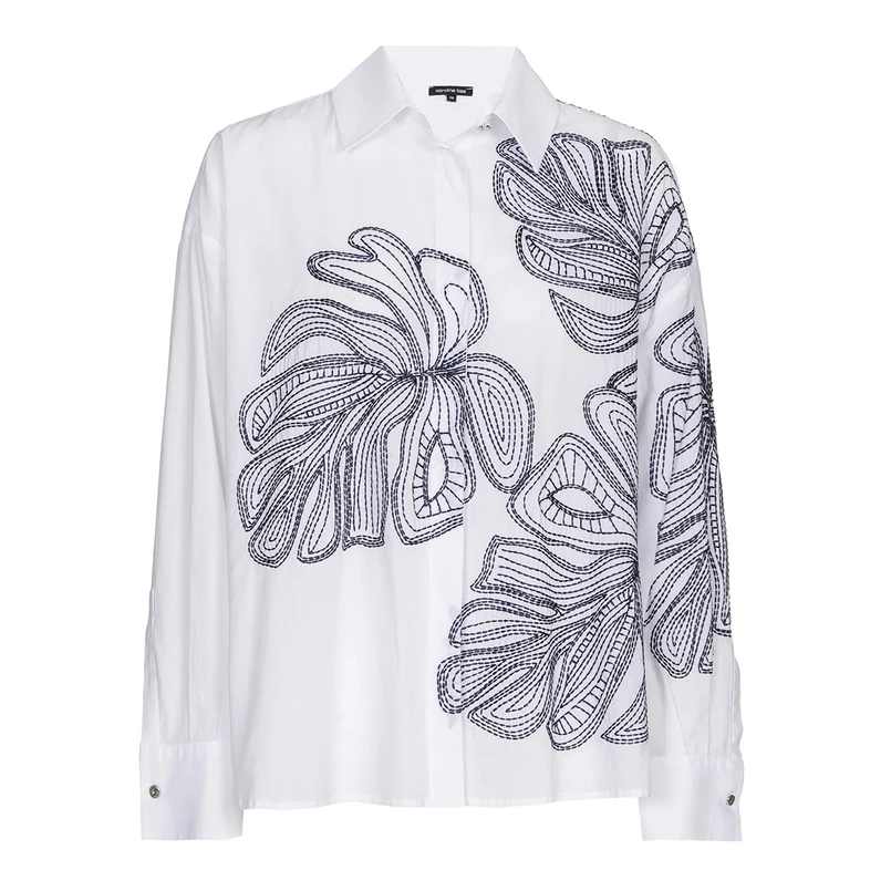 Caroline Biss dames blouse lm bloem borduur WIT DESSIN