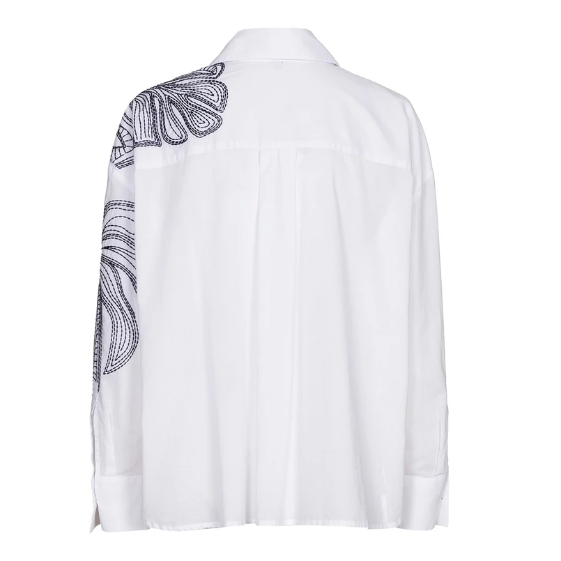 Caroline Biss dames blouse lm bloem borduur WIT DESSIN