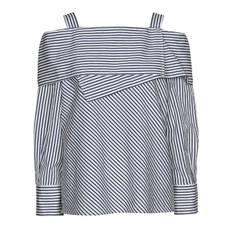 Caroline Biss dames blouse streep Blauw dessin
