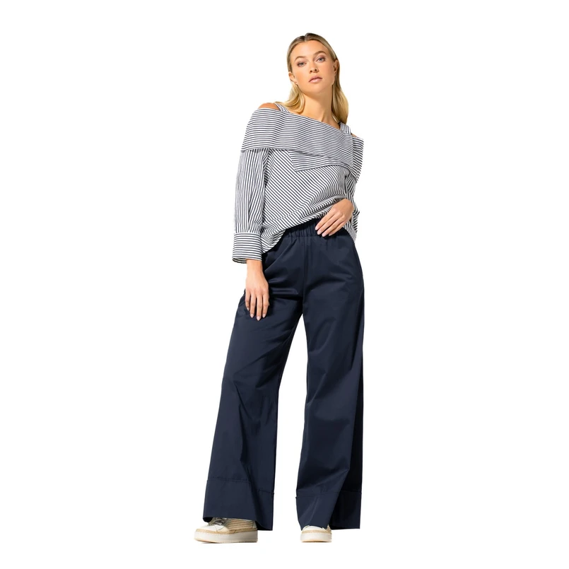 Caroline Biss dames blouse streep Blauw dessin