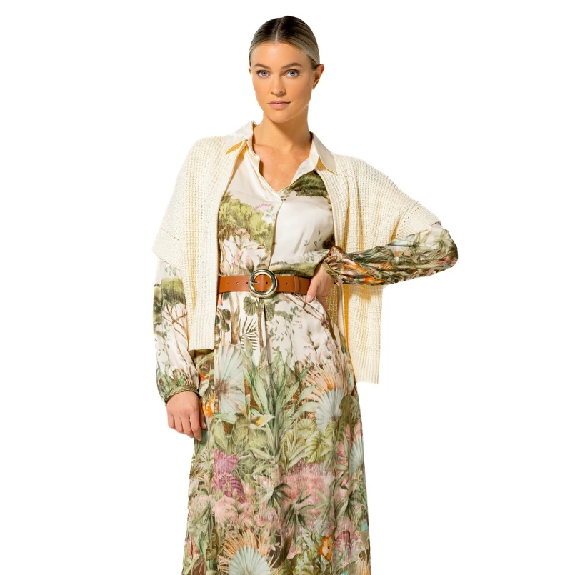 Caroline Biss Dames Jurk 1161 Groen dessin