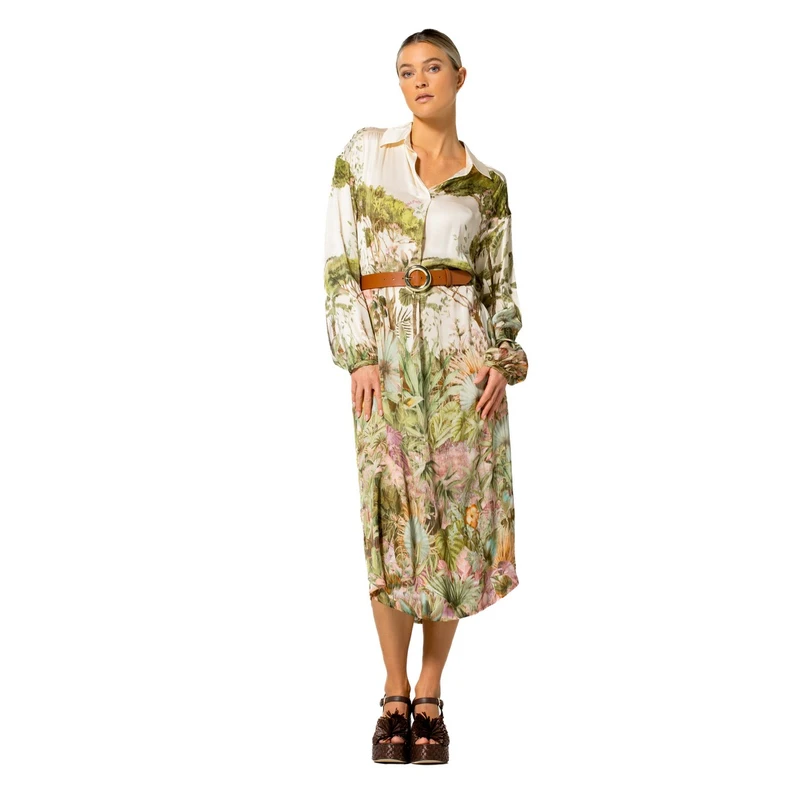 Caroline Biss Dames Jurk 1161 Groen dessin