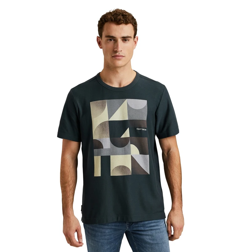 Cast Iron Heren T-shirt Ctss2502554 Bleu