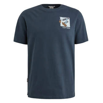 Cast Iron Heren T-shirt Ctss2503562 Bleu