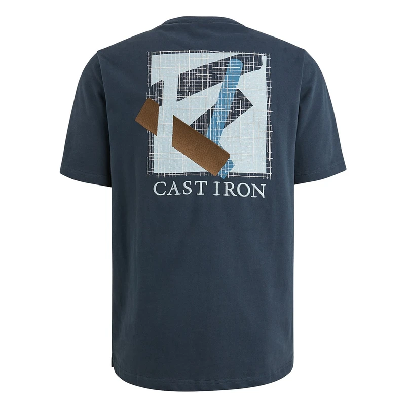Cast Iron Heren T-shirt Ctss2503562 Bleu