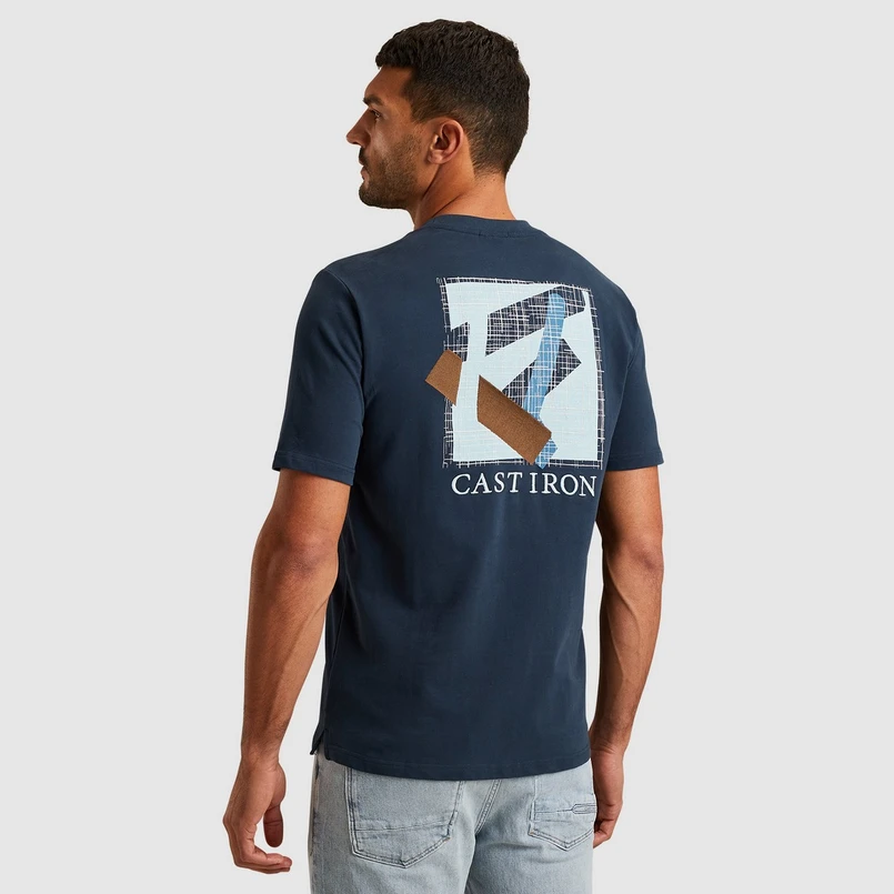 Cast Iron Heren T-shirt Ctss2503562 Bleu