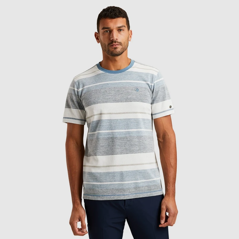Cast Iron Heren T-shirt Ctss2503567 Bleu