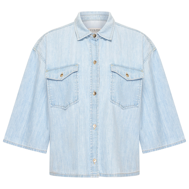 Claudia by Claudia Strater Dames Blouse Cs25-14513 Mid blue denim