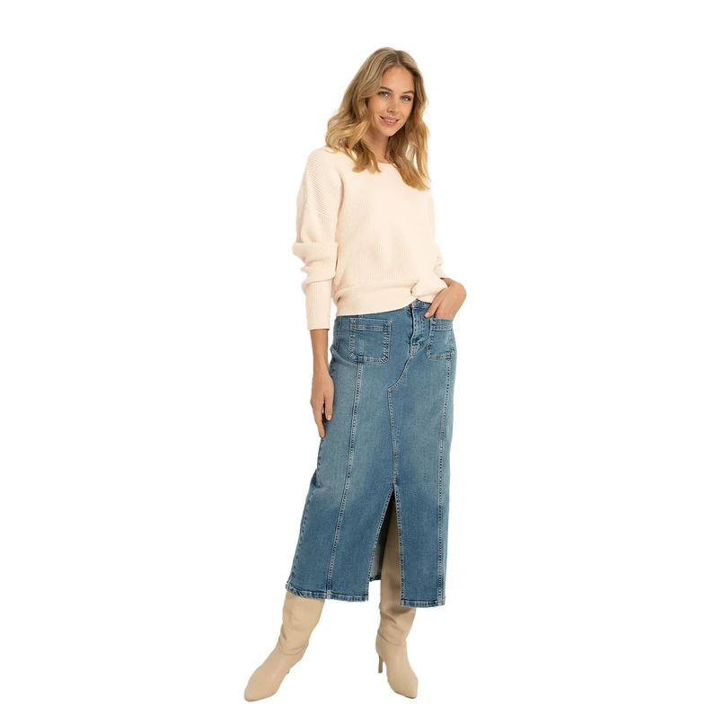 Claudia by Claudia Strater Dames Rok Cs25-23505 Mid blue denim