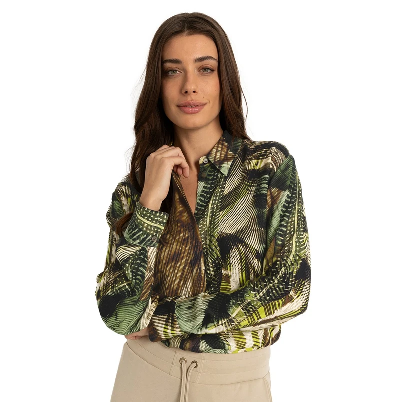 Claudia Strater Dames Blouse Cs25-14509 Khakigroen