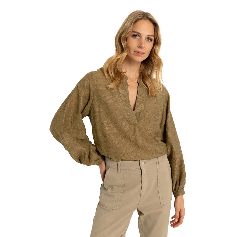 Claudia Strater Dames Blouse Cs25-14520 Khakigroen
