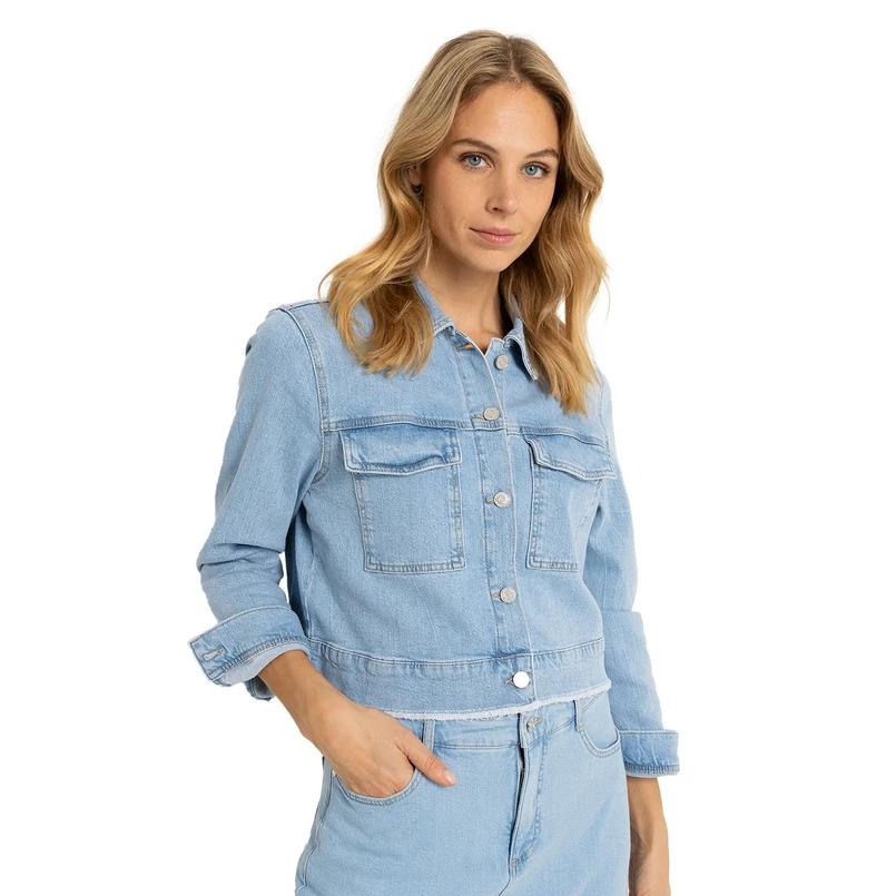Claudia Strater Dames Jas Cs25-16502 Bleached blue denim
