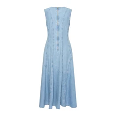 Claudia Strater Dames Jurk Cs32-25563 Light blue denim