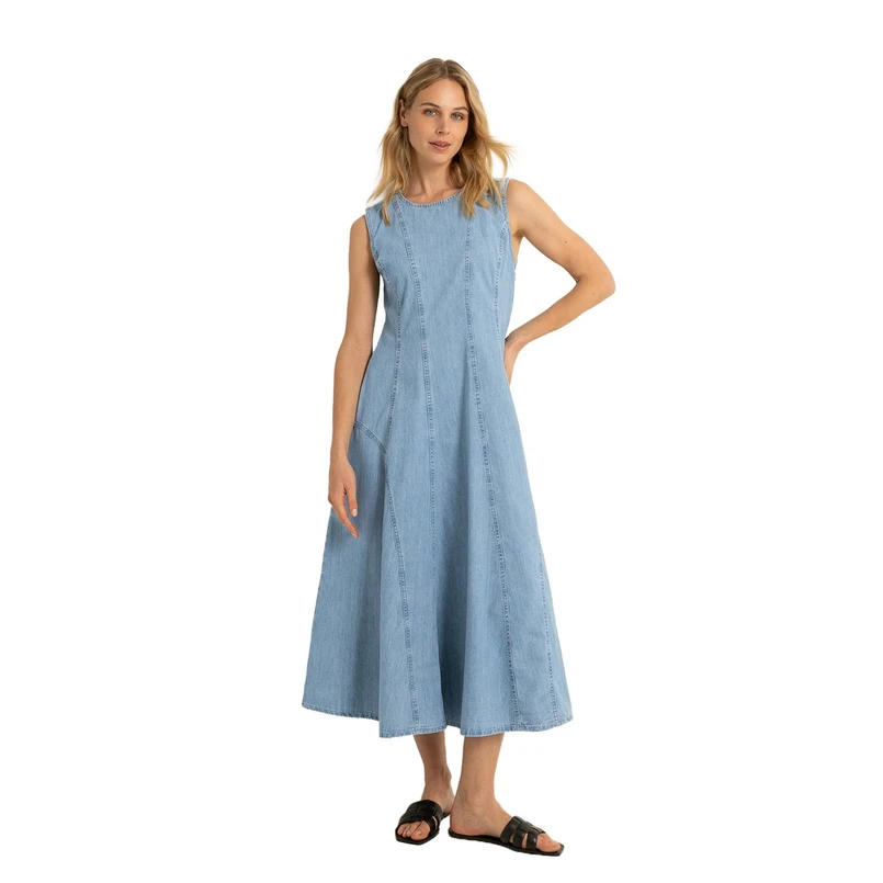 Claudia Strater Dames Jurk Cs32-25563 Light blue denim