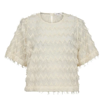 Co Couture Dames Blouse 35765 TRIAGLE SS BLOUSE OFF-WHITE