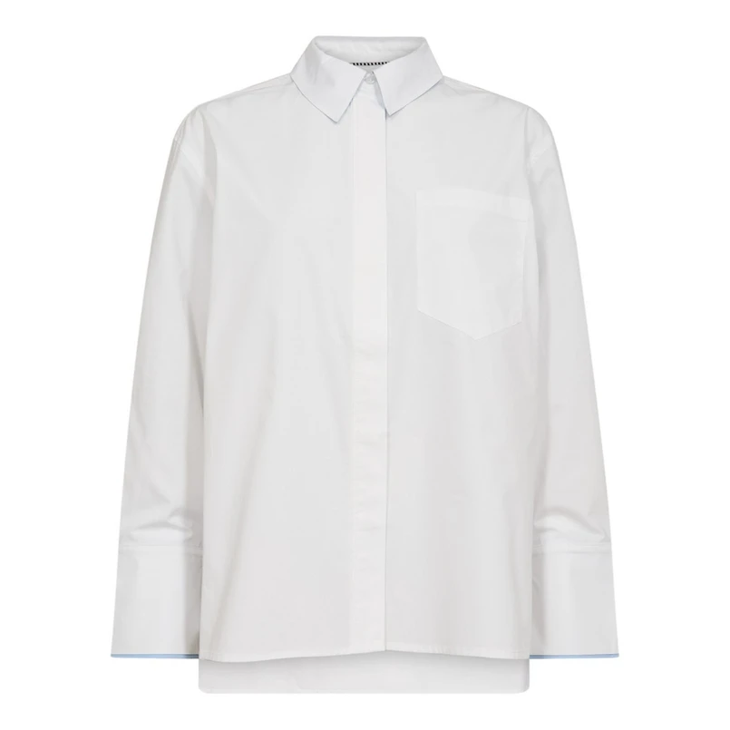 Co Couture Dames Blouse 35862 DONNA FOLD CUFF SHIRT Wit