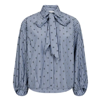 Co Couture Dames Blouse 35872 TRIXIE DOT BOW SHIRT Blauw dessin