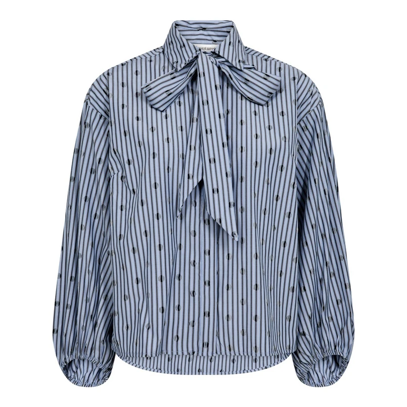 Co Couture Dames Blouse 35872 TRIXIE DOT BOW SHIRT Blauw dessin