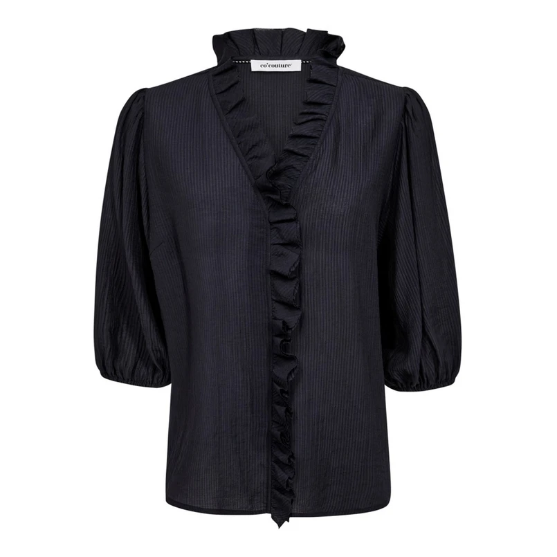 Co Couture Dames Blouse 35905 ANIKA FRILL SS SHIRT Navy