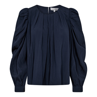 Co Couture Dames Blouse Viva Pleat Blouse Navy