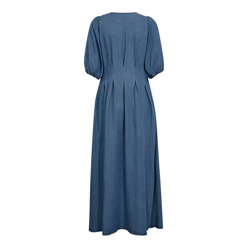 Co Couture Dames Jurk Denim Pleat Dress Mid blue denim