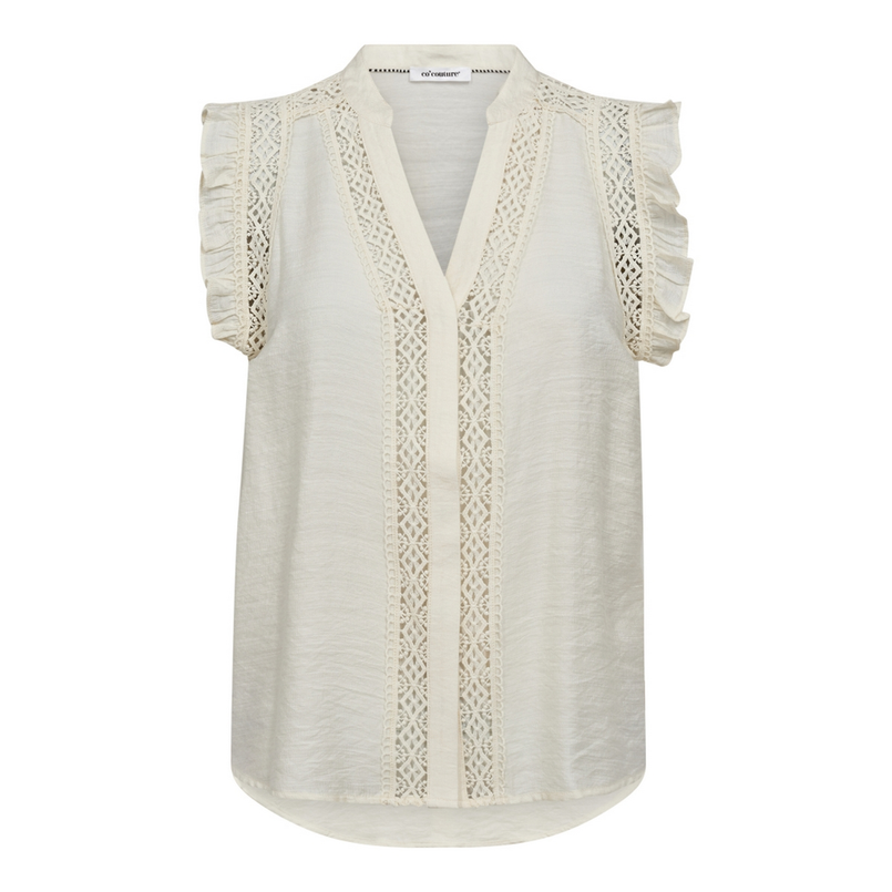 Co Couture Dames Top Caryn Frill Top OFF-WHITE