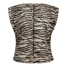 Co Couture Dames Top Tiger Sequin Top Zwart dessin