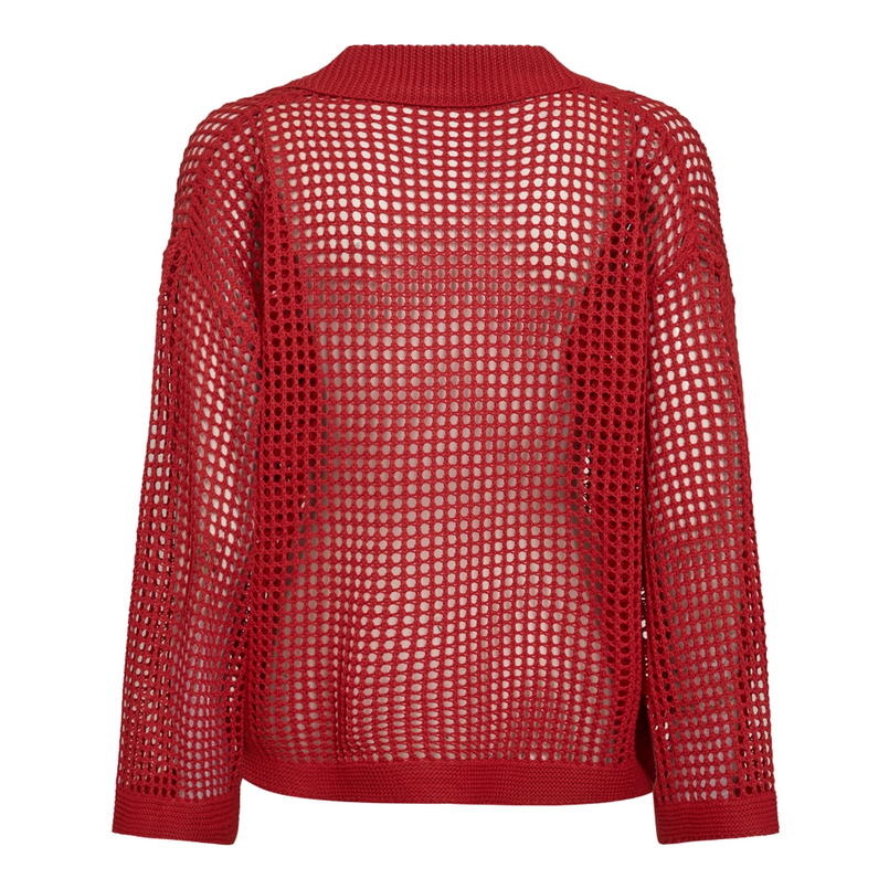 Co Couture Dames Trui Ozzy Polo Knit Rood