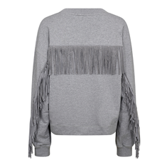 Co Couture Dames Trui Stud Fringe Sweat Lichtgrijs
