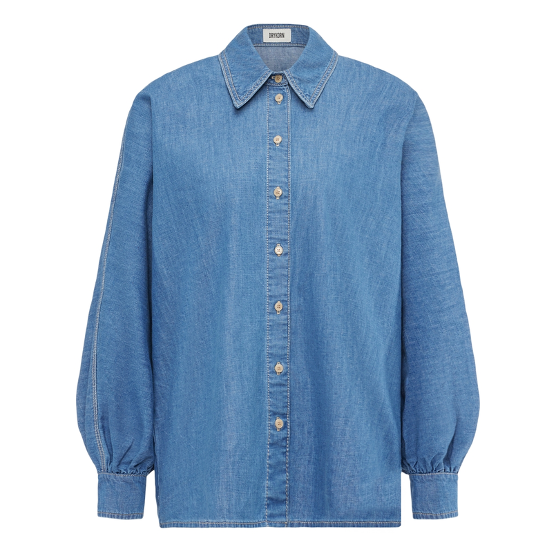 Drykorn dames denim blouse Mid blue denim