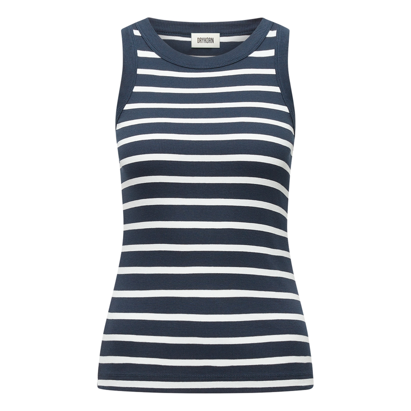 Drykorn dames singlet met streep Blauw dessin