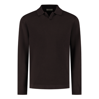 Dstrezzed Heren Trui Kostas Longsleeve Polo Bruin
