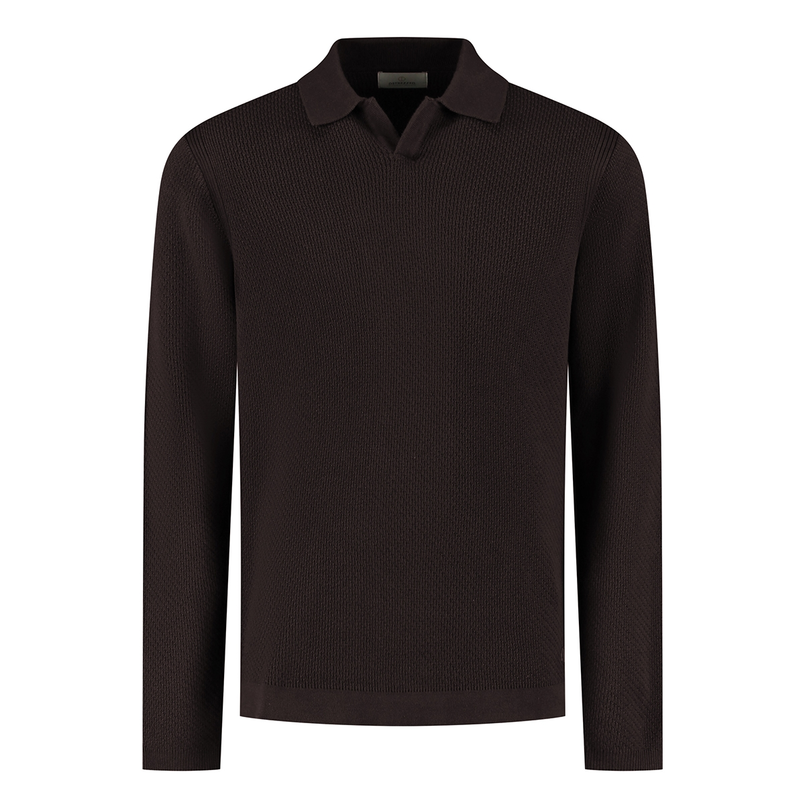 Dstrezzed Heren Trui Kostas Longsleeve Polo Bruin
