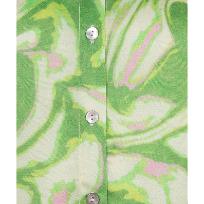Esqualo Dames Blouse Sp25.15005 Groen dessin
