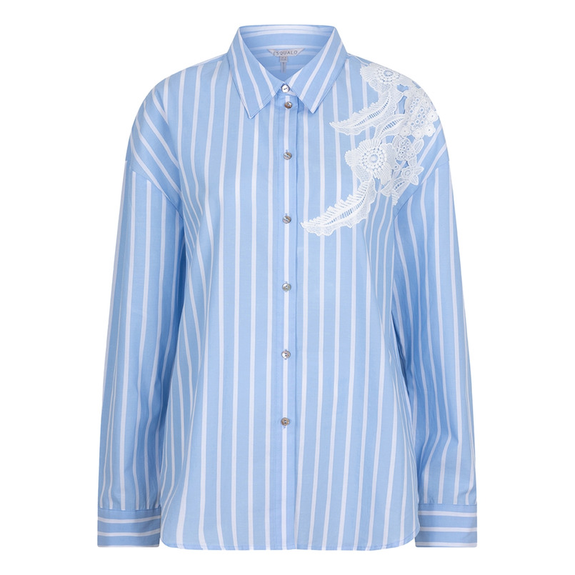 Esqualo Dames Blouse Sp25.15011 Blauw dessin