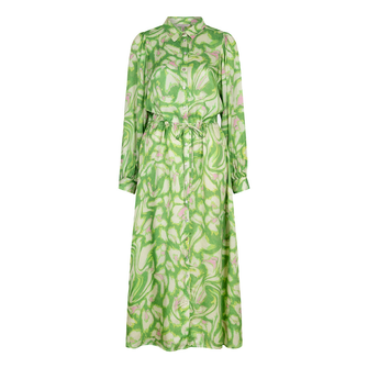Esqualo Dames Maxi-jurk Sp25.15004 Groen dessin