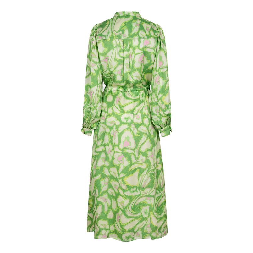 Esqualo Dames Maxi-jurk Sp25.15004 Groen dessin