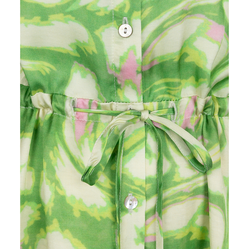 Esqualo Dames Maxi-jurk Sp25.15004 Groen dessin