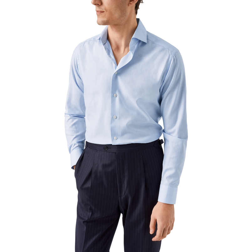 Eton Heren Overhemd 10001211220 Midden blauw