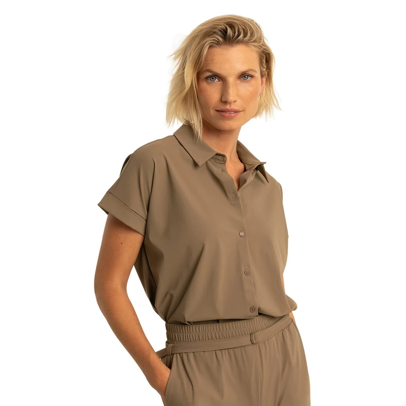 Expresso Dames Blouse Ex13-25285 Midden bruin
