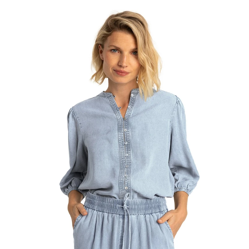 Expresso Dames Blouse Ex14-25205 Light blue denim