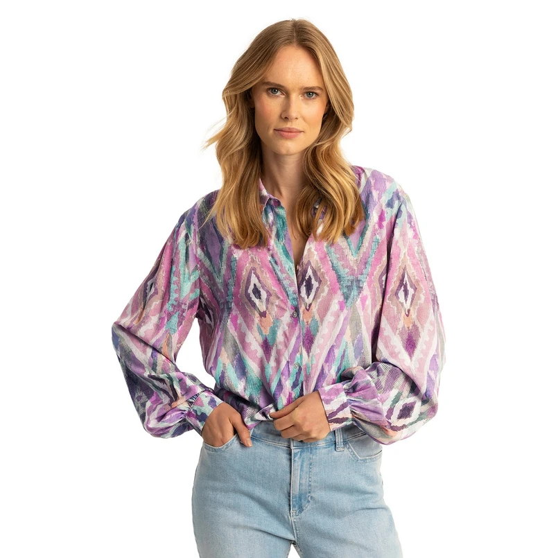 Expresso Dames Blouse Ex25-14002 Aqua
