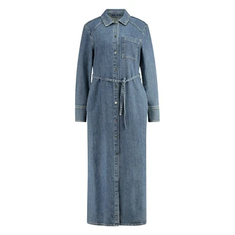 Expresso Dames Jurk Ex25-32001 Mid blue denim