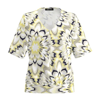 Frank Walder Dames Blouse Nos715436 Geel dessin