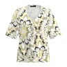 Frank Walder Dames Blouse Nos715436 Geel dessin