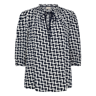 Freequent dames blouse met print Blauw dessin