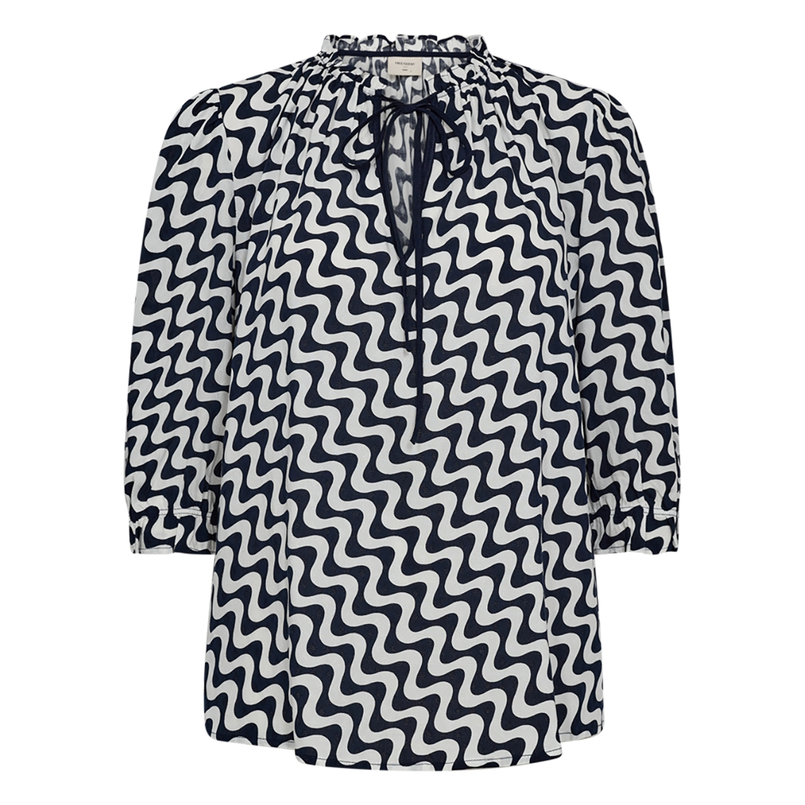 Freequent dames blouse met print Blauw dessin